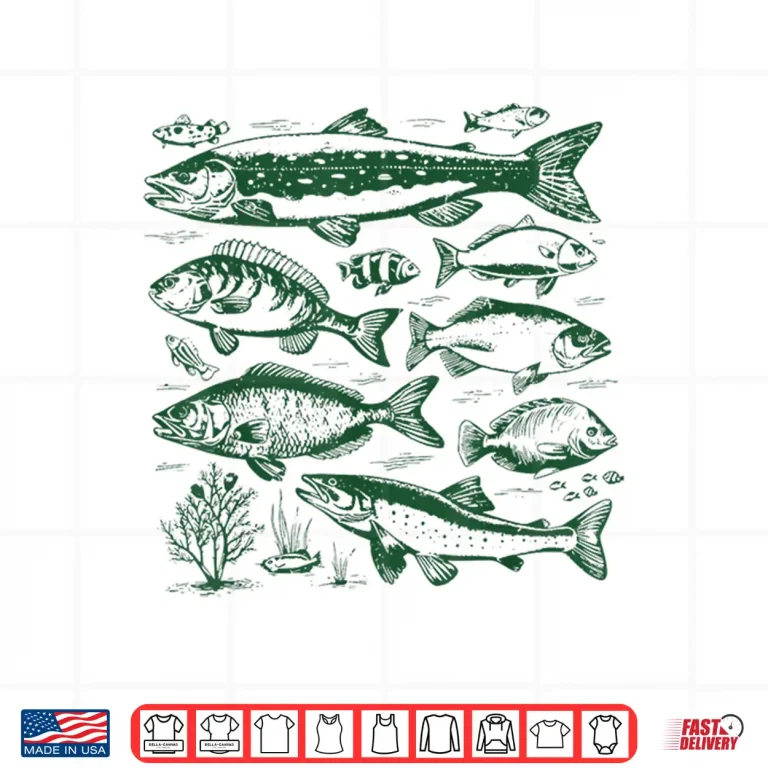 Design Retro Fish Species Biology Types Of Freshwater Fish Fishing Shirt