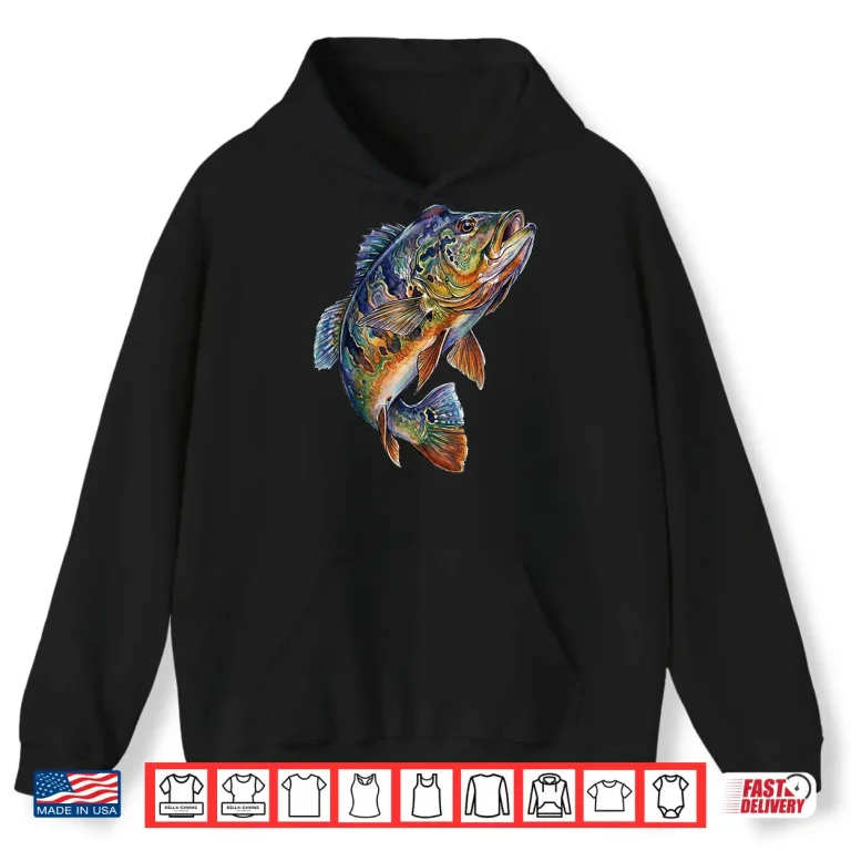 Hoodie Peacock Bass Fish Psychedelic Freshwater Aquatic Art Shirt 1