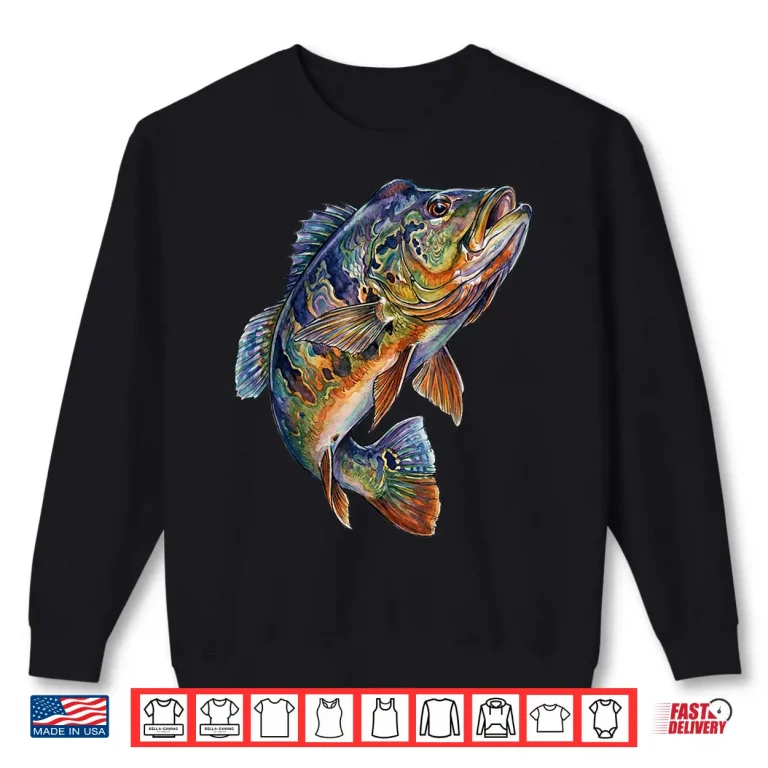 Sweatshirt Peacock Bass Fish Psychedelic Freshwater Aquatic Art Shirt 1