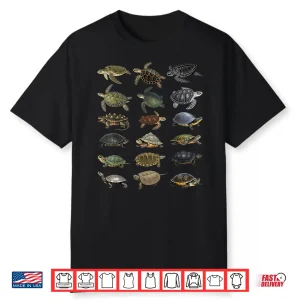 Types Of Turtles Sea & Freshwater Turtle Species Educational Shirt