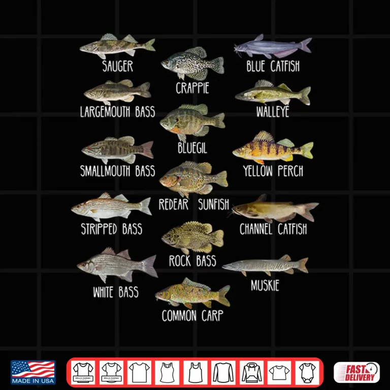 Design Types Of Freshwater Fish Species Biology Fishing Shirt