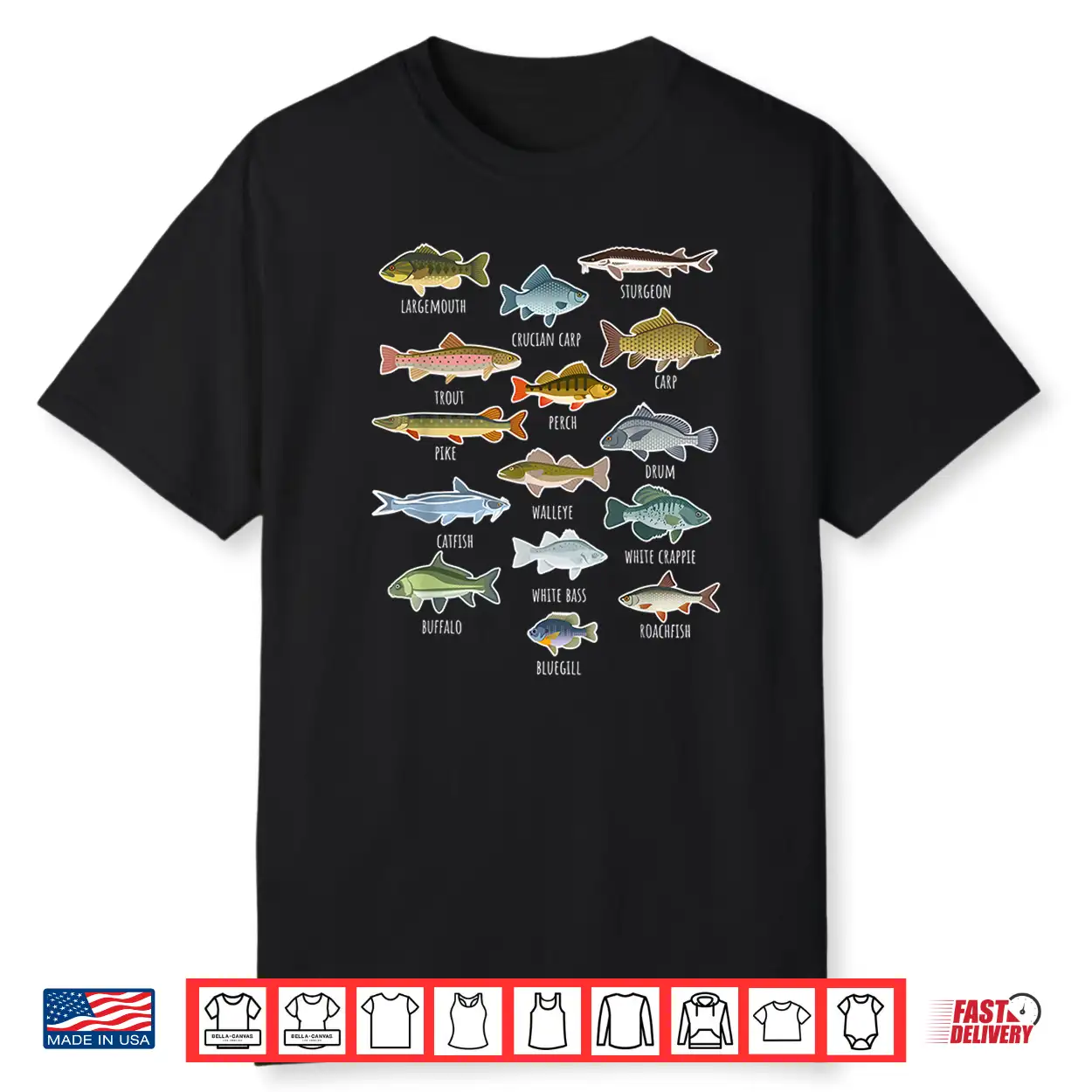 Types Of Freshwater Fish Species Fishing Shirt Types Of Freshwater Fish Species Fishing Shirt
