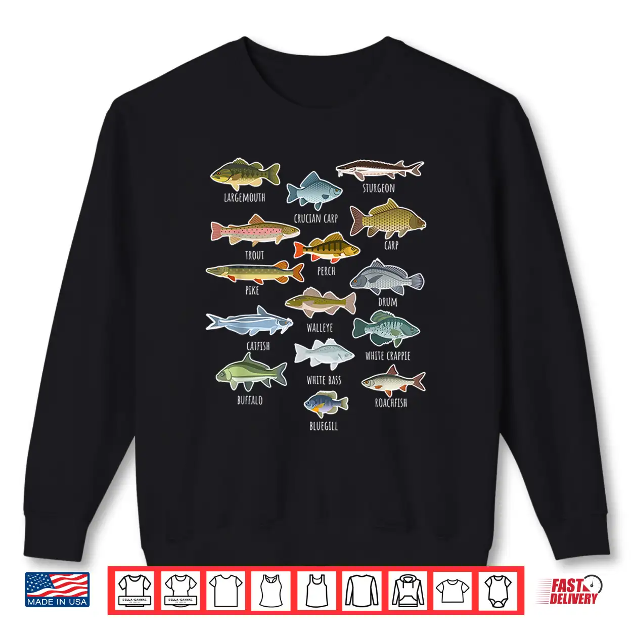 Types Of Freshwater Fish Species Fishing Shirt Types Of Freshwater Fish Species Fishing Shirt