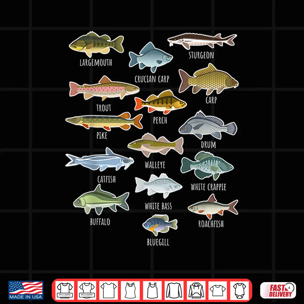 Types Of Freshwater Fish Species Fishing Shirt Types Of Freshwater Fish Species Fishing Shirt