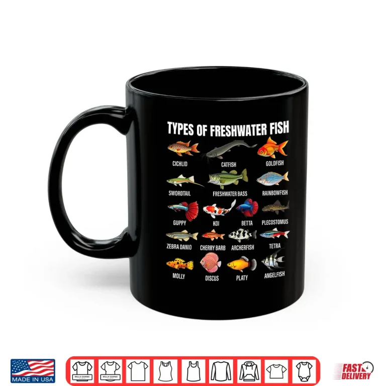 Mug Types of freshwater fish Species Chart Aquarium River Lovers Shirt 1