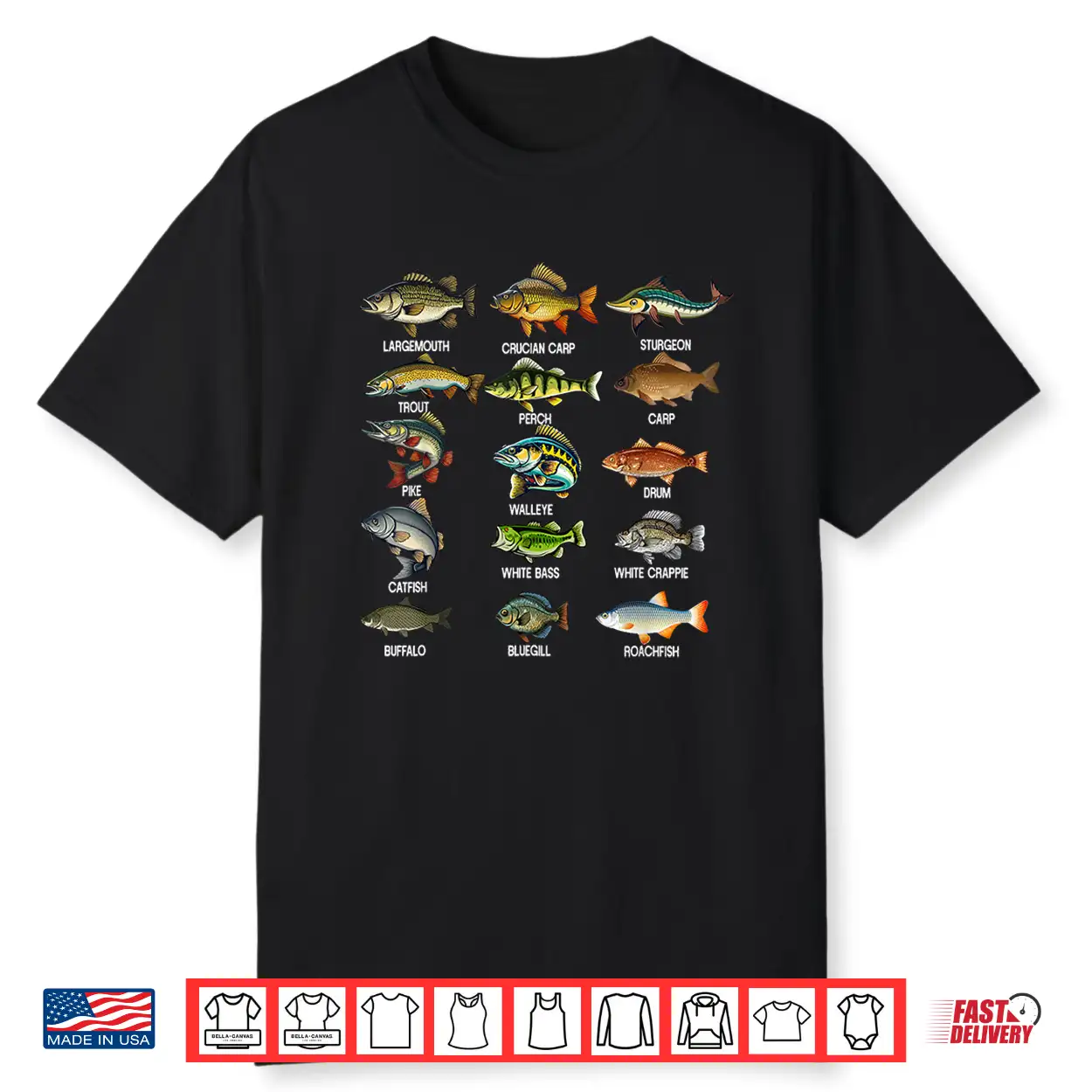 Fish Types Freshwater Fish Fisherman Shirt Fish Types Freshwater Fish Fisherman Shirt
