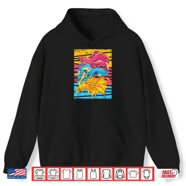 Hoodie Freshwater Fish Lover Aquarium Owner Colorful Betta Fish Shirt