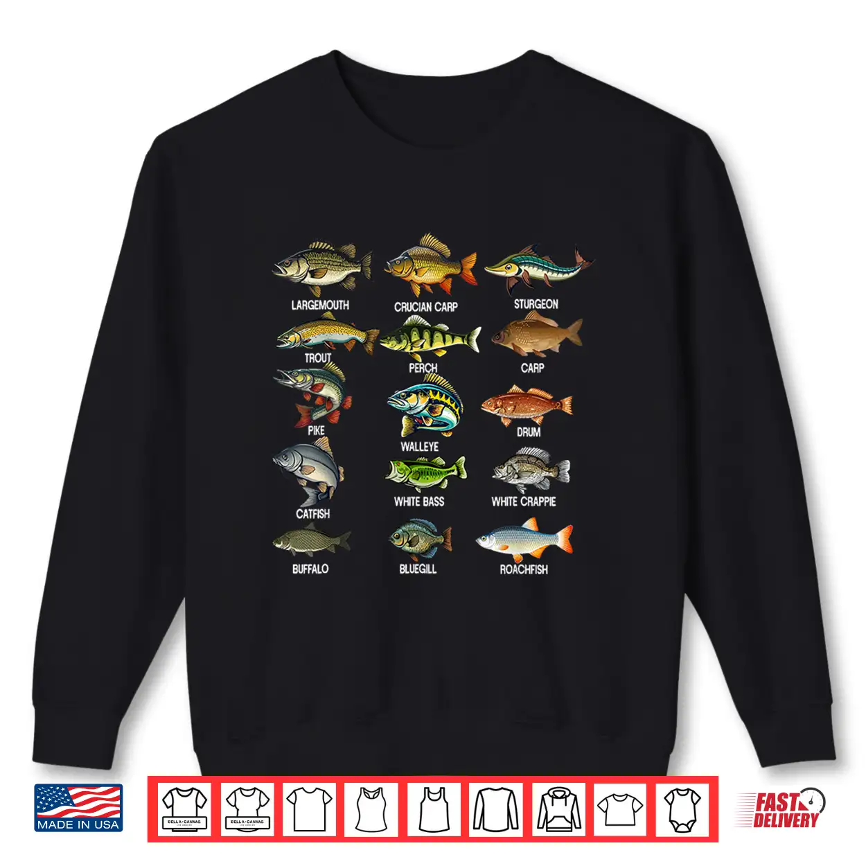Fish Types Freshwater Fish Fisherman Shirt Fish Types Freshwater Fish Fisherman Shirt