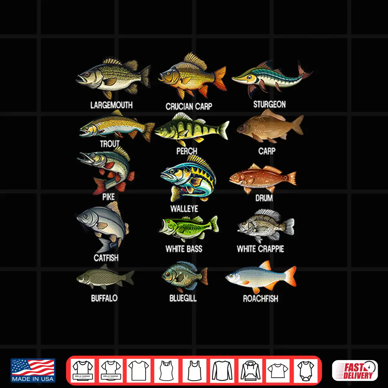 Fish Types Freshwater Fish Fisherman Shirt Fish Types Freshwater Fish Fisherman Shirt