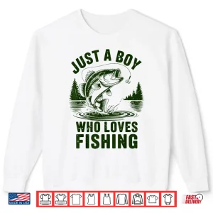 Sweatshirt Kids Just A Boy Who Loves Bass Fishing Youth Funny Fisherman Shirt