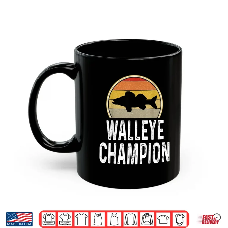 Mug Mens Walleye Champion Fishing Fisherman Angler Retro Freshwater Shirt