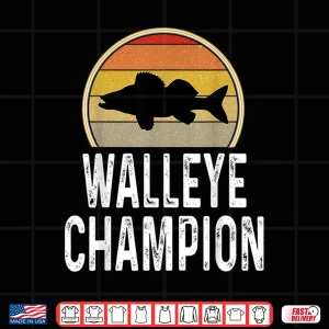 Mens Walleye Champion Fishing Fisherman Angler Retro Freshwater Shirt 4 Design Mens Walleye Champion Fishing Fisherman Angler Retro Freshwater Shirt
