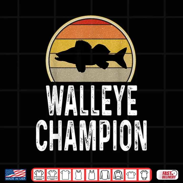 Design Mens Walleye Champion Fishing Fisherman Angler Retro Freshwater Shirt