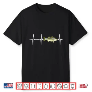 Striped Bass Heartbeat For Freshwater Fish Fishing Lovers Shirt