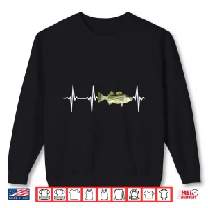 Sweatshirt Striped Bass Heartbeat For Freshwater Fish Fishing Lovers Shirt