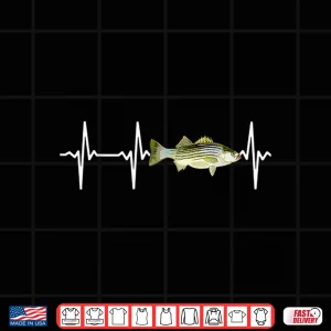Design Striped Bass Heartbeat For Freshwater Fish Fishing Lovers Shirt