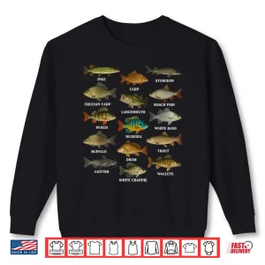 Sweatshirt Types of Freshwater Fish Species Fishing Anglers Fisherman Shirt