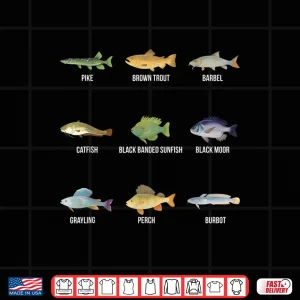 Design Types of Freshwater Fish Species Funny Fishing Gifts Shirt
