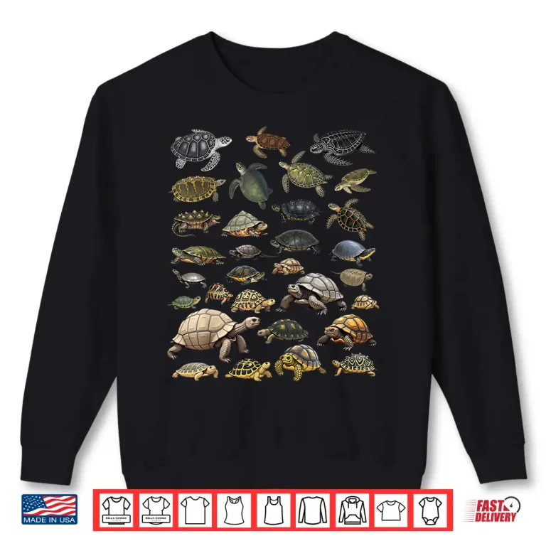 Sweatshirt Types of Turtles Sea Freshwater Tortoises Species Char Shirt