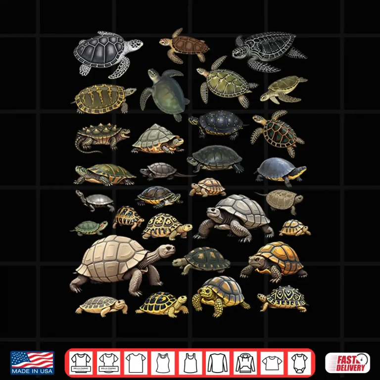 Design Types of Turtles Sea Freshwater Tortoises Species Char Shirt