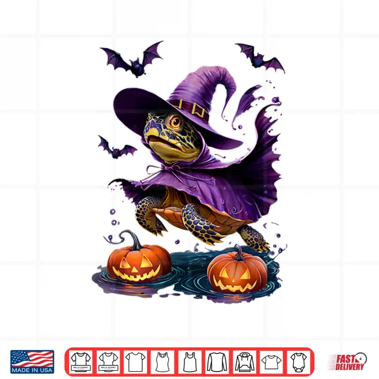 Design Aquarium Fish Tank Halloween Turtle Witch with Pumpkins Shirt
