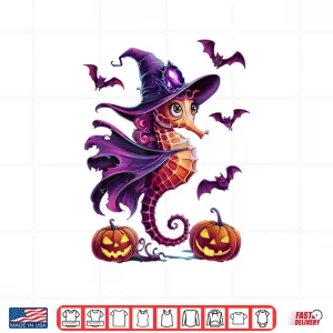 Design Aquarium Fish Tank Magical Seahorse with Halloween Pumpkins Shirt