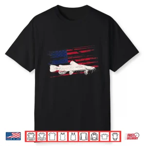 Catfish Us American Flag Fisher 4Th Of July Mudcat Usa Gift Shirt