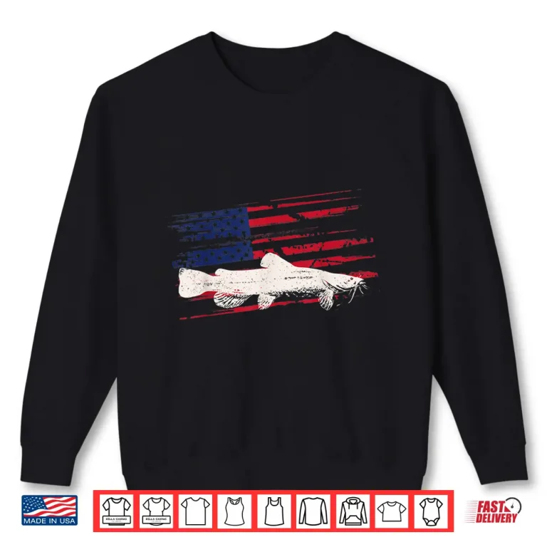 Sweatshirt Catfish US American Flag Fisher 4th Of July Mudcat USA Gift Shirt