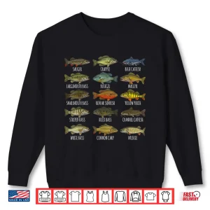 Sweatshirt Types of Freshwater Fish Species Biology Fishing Fisherman Shirt