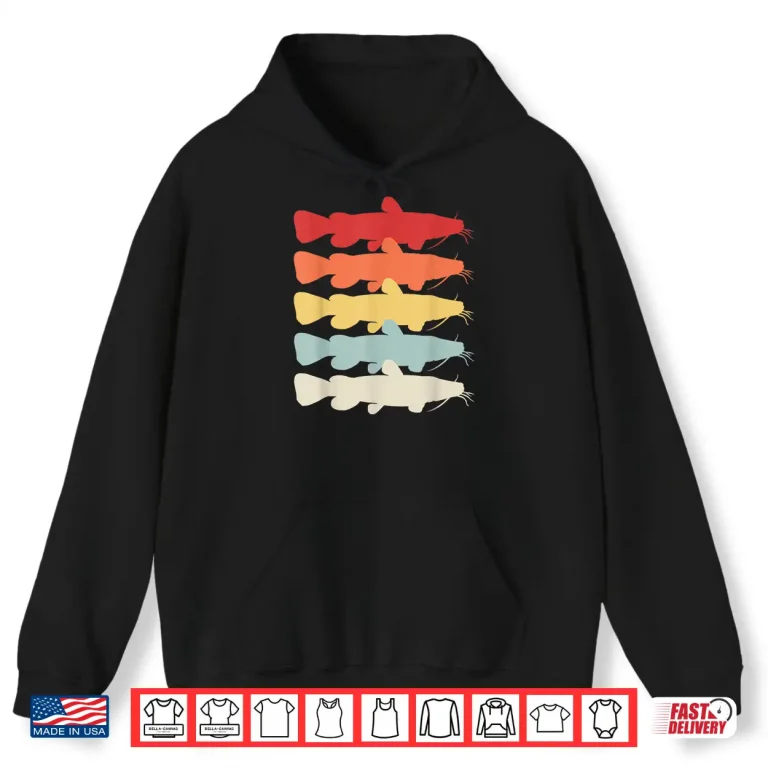 Hoodie Flathead Catfish Fishing Retro Vintage Freshwater Gift Shirt