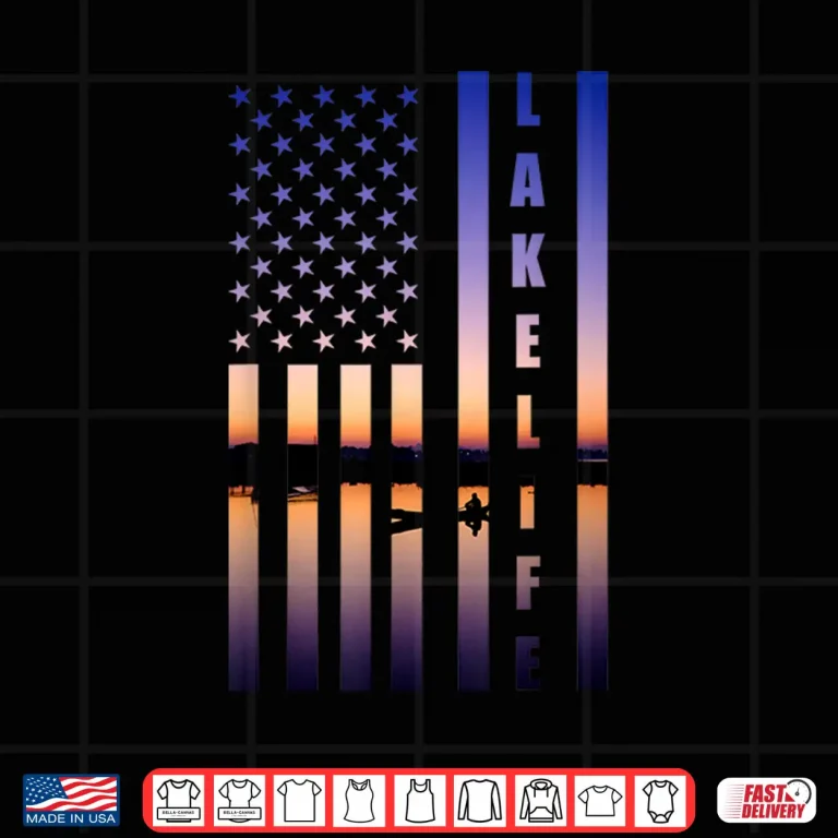 Design Lake Life American Flag Boating Fishing Camping Lake Lover Shirt