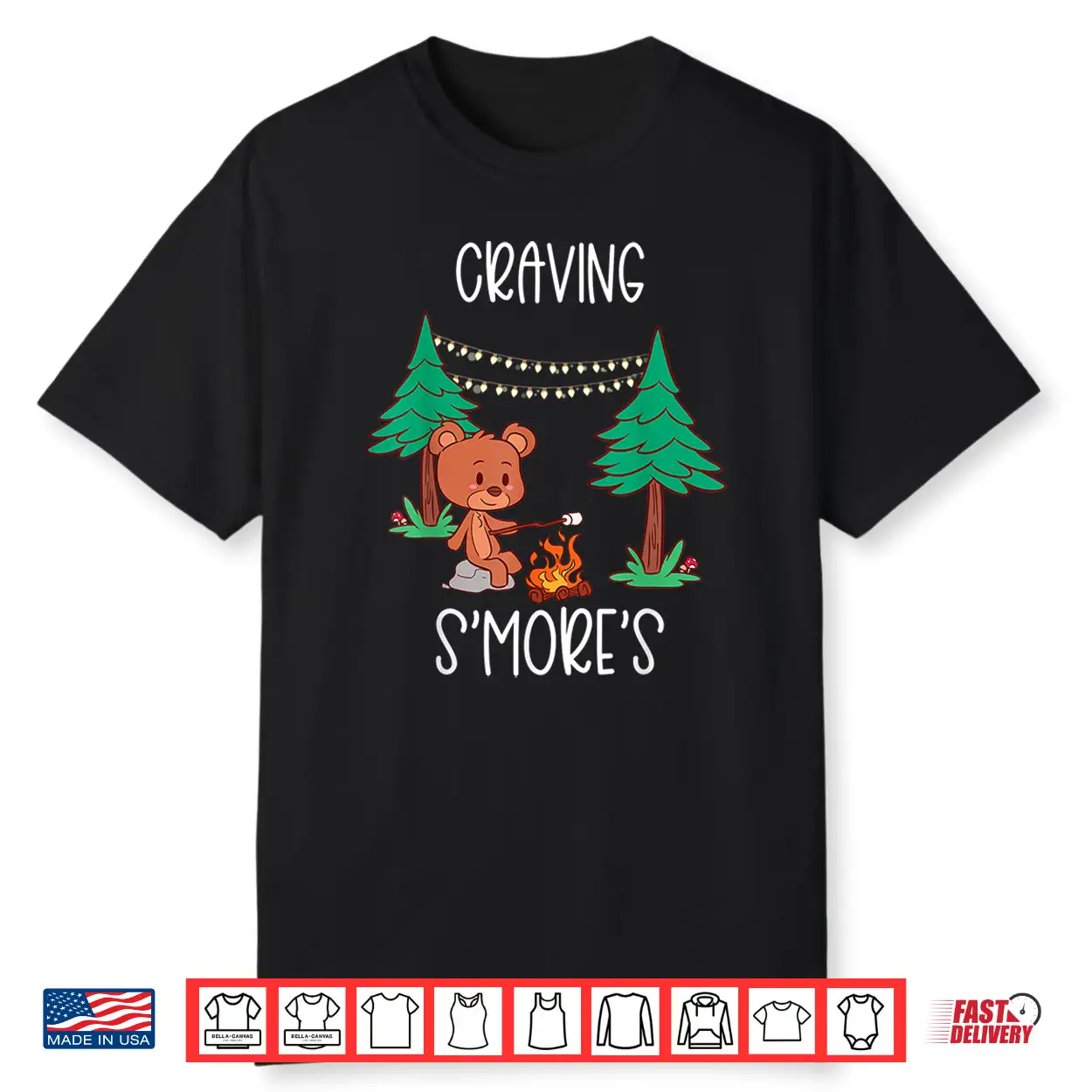 Childrens Glamping Gear Camping Bear Craving Smores Campfire Shirt Childrens Glamping Gear Camping Bear Craving Smores Campfire Shirt