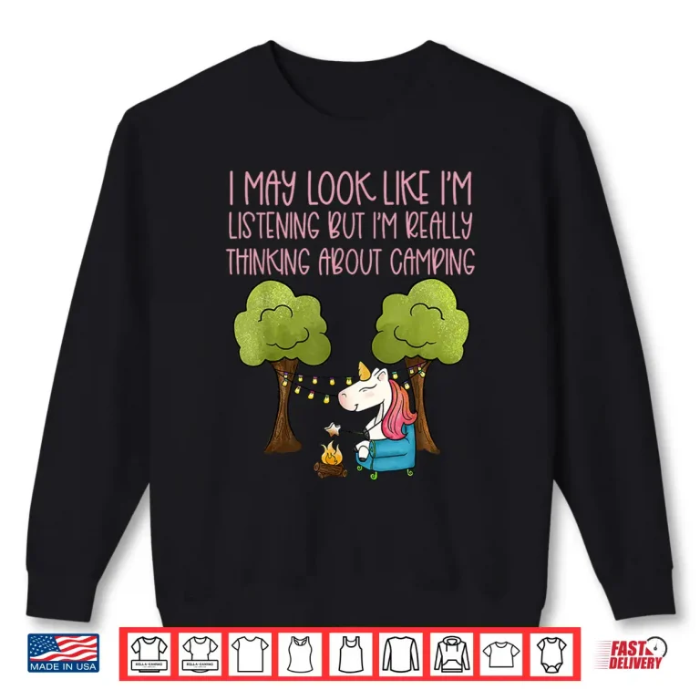Sweatshirt Camping For Girls Women Campers Childrens Glamping Unicorn Shirt