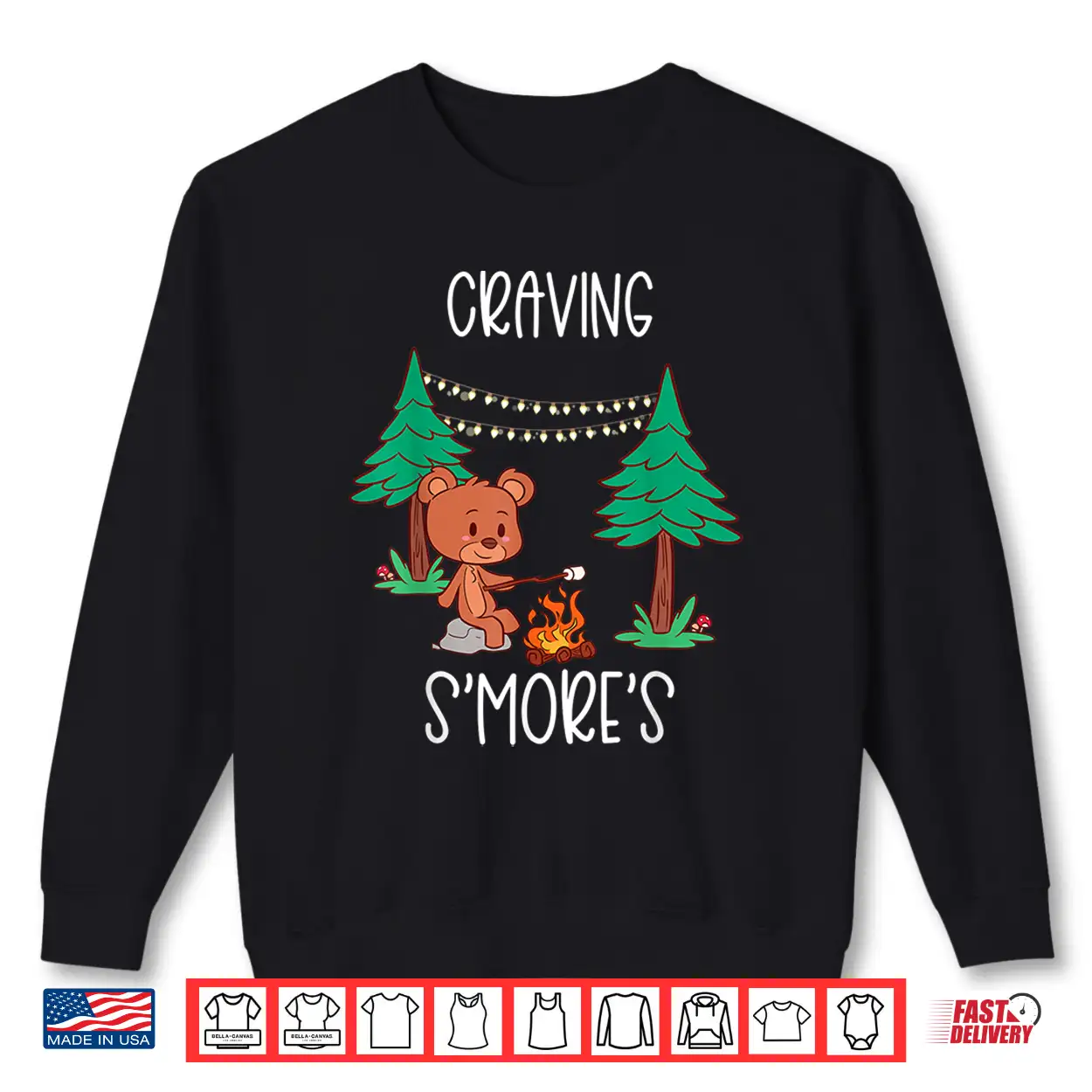 Childrens Glamping Gear Camping Bear Craving Smores Campfire Shirt Childrens Glamping Gear Camping Bear Craving Smores Campfire Shirt
