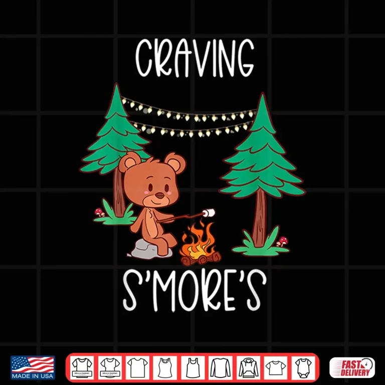 Design Childrens Glamping Gear Camping Bear Craving Smores Campfire Shirt