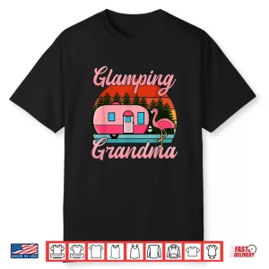 Glamping Grandma Vintage Rv Flamingos Camper Grandma Camping Shirt