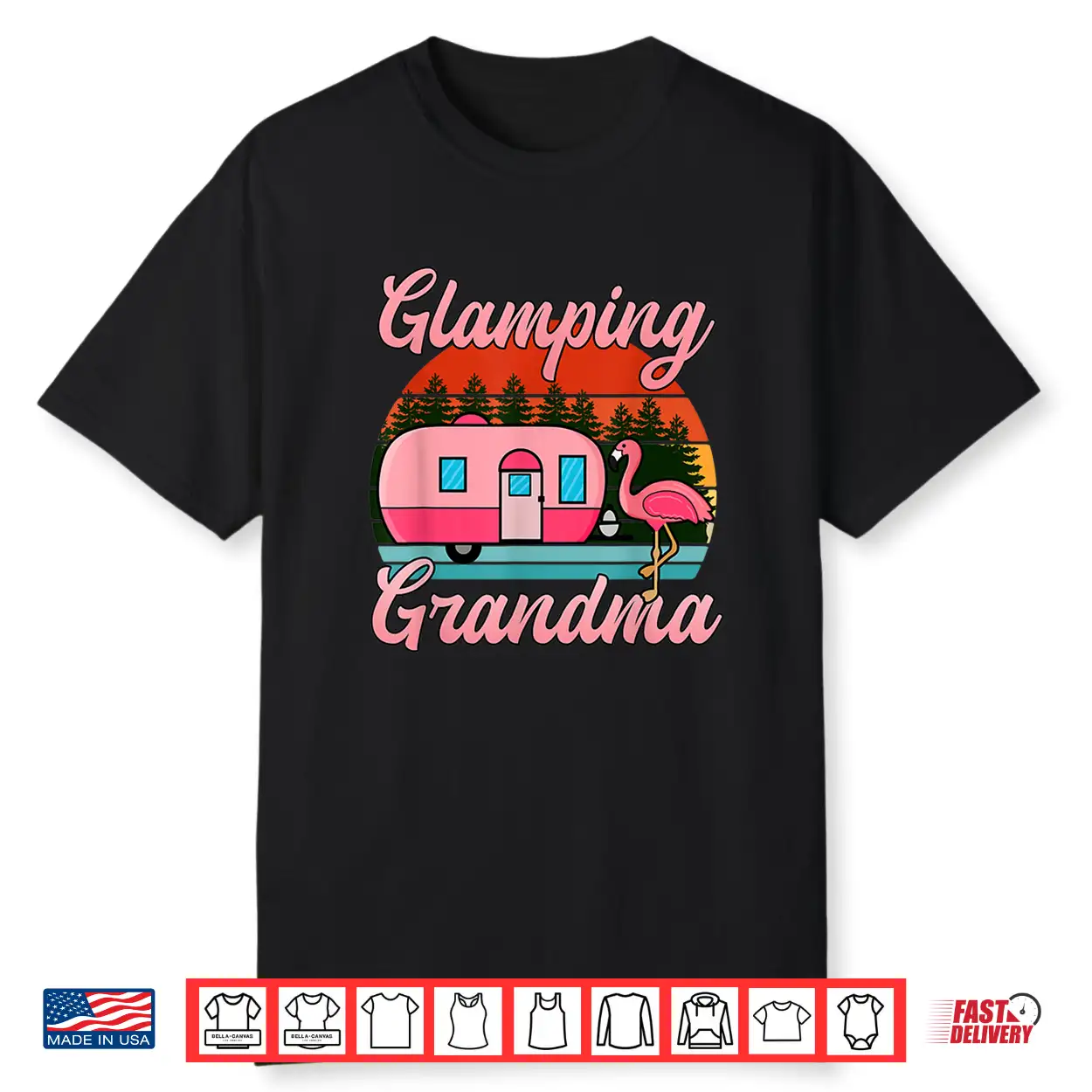 Glamping Grandma Vintage Rv Flamingos Camper Grandma Camping Shirt Glamping Grandma Vintage Rv Flamingos Camper Grandma Camping Shirt