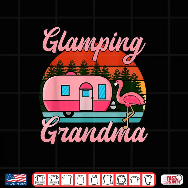 Design Glamping Grandma Vintage RV Flamingos Camper Grandma Camping Shirt