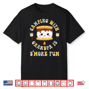 Kids Camping With Grandpa Is S’More Fun Girls Camping Smores Shirt