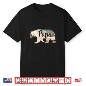 Men’S Papa Bear & Forest Shirt Awesome Camping Tee
