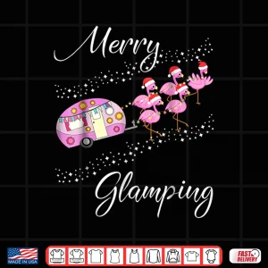 Design Merry Glamping Shirt Funny Christmas Flamingo Camper Gift