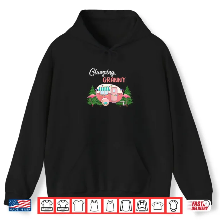 Hoodie Womens Glamping Granny Costume Camping RV Flamingos Gift Camper Shirt