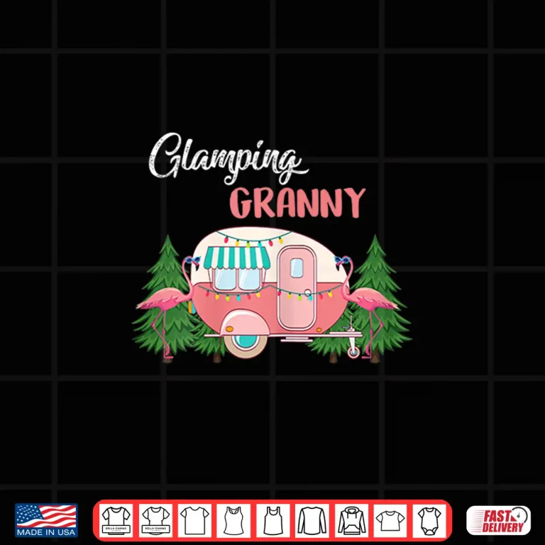 Design Womens Glamping Granny Costume Camping RV Flamingos Gift Camper Shirt