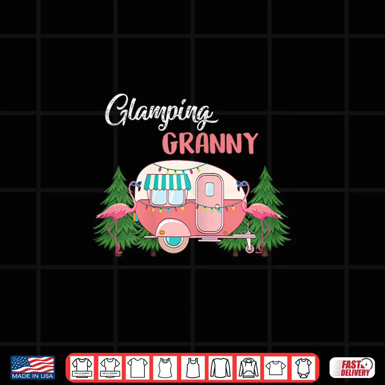 Womens Glamping Granny Costume Camping Rv Flamingos Gift Camper Shirt Womens Glamping Granny Costume Camping Rv Flamingos Gift Camper Shirt