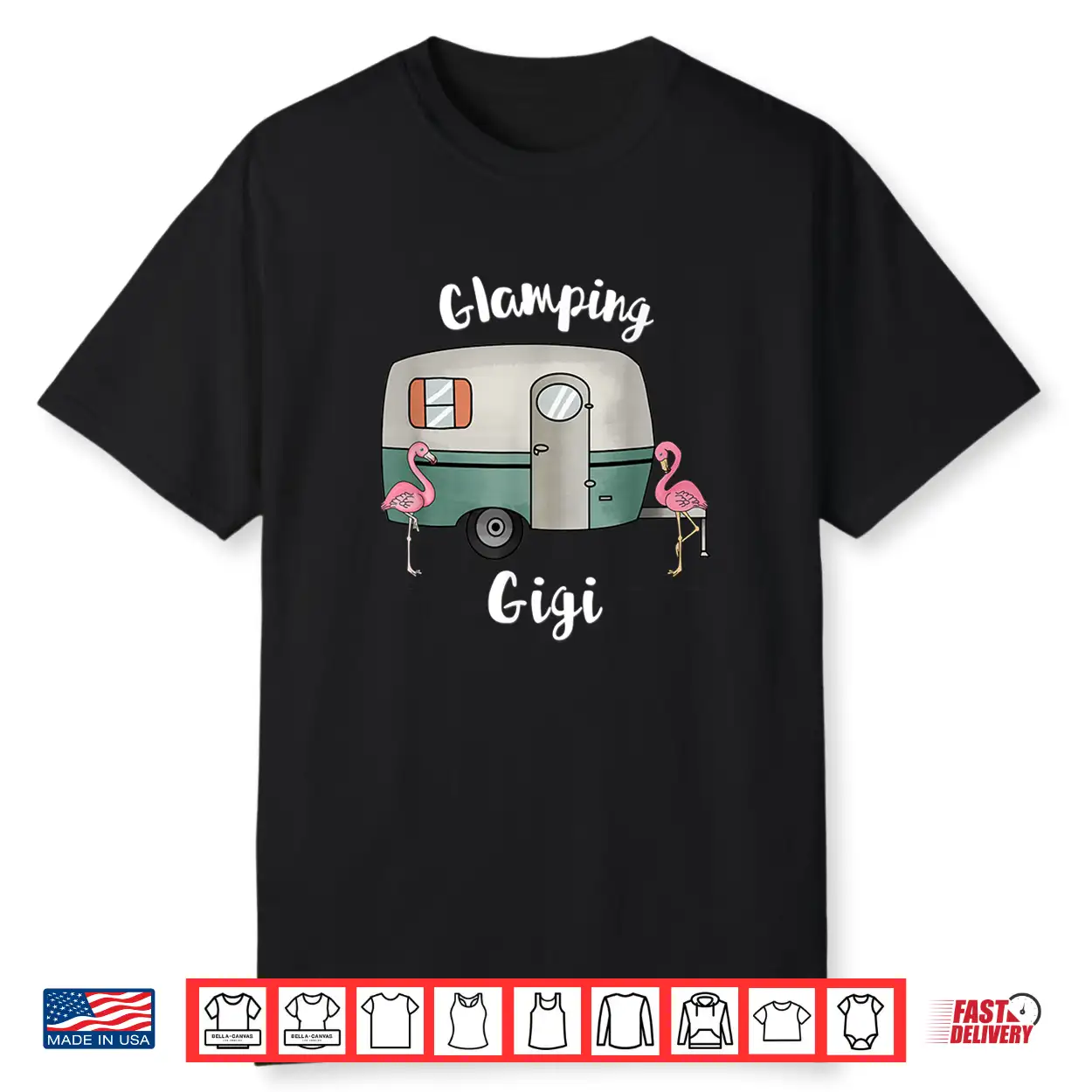 Glamping Gigi Womens Camping Shirt Rv Vintage Flamingos Shirt Glamping Gigi Womens Camping Shirt Rv Vintage Flamingos Shirt