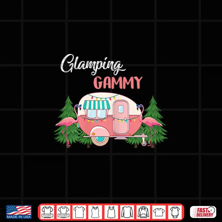 Design Womens Glamping Gammy Costume Camping RV Flamingos Gift Camper Shirt