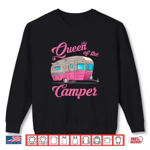 Sweatshirt Womens Queen of the Camper Camping Glamping Glamper Camp Vacation Shirt