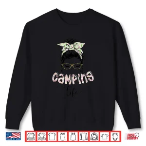 Sweatshirt Camping Life Woman Bandana Leopard Print Glasses Glamping Shirt