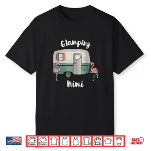 Ladies Glamping Mimi Shirt Camping Rv Vintage Flamingos Shirt