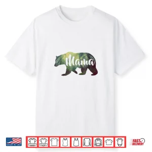 Women’S Mama Bear & Forest Shirt Awesome Camping Tee